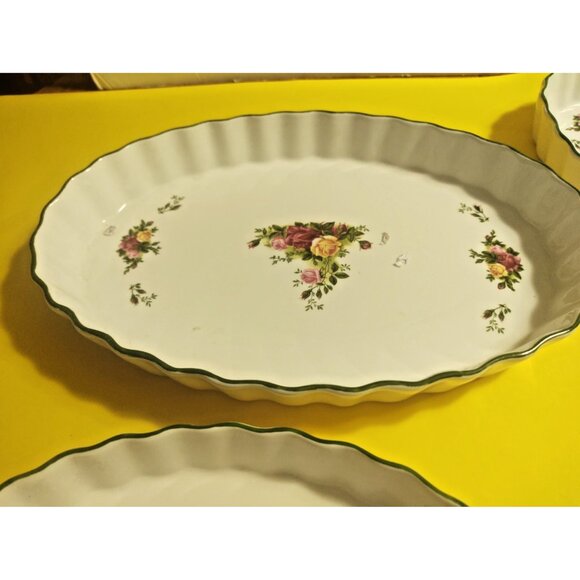 Royal Albert Quiche Tart Flan Tray Old Country Roses set of 3 (9", 10.5", 12.5") - Picture 5 of 16